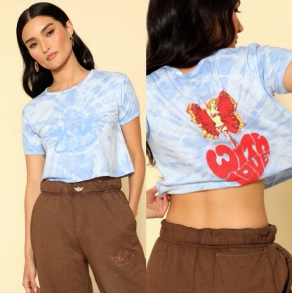 D5. NWT Boys Lie Lady Butterfly Tee in Blue Size Small - Picture 1 of 3